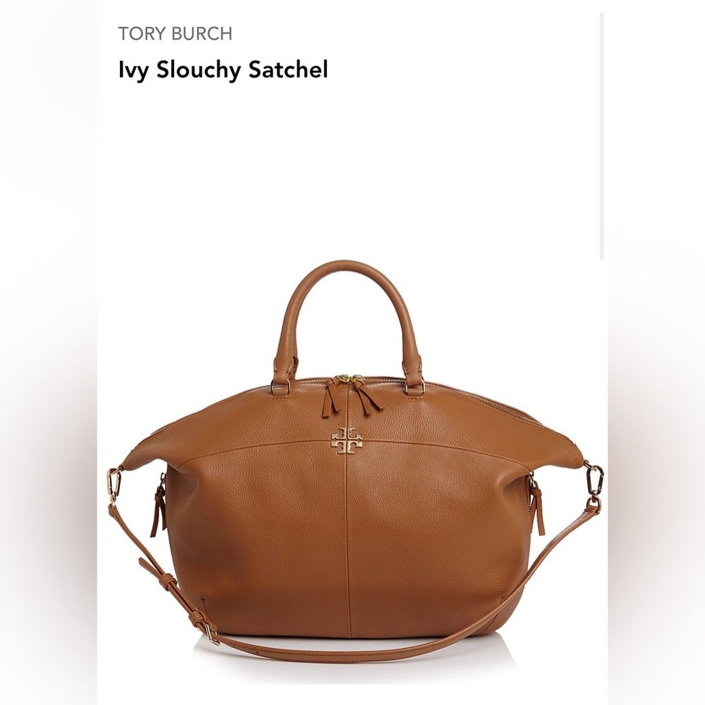 Tory Burch Brown Leather Satchel with Detachable Strap